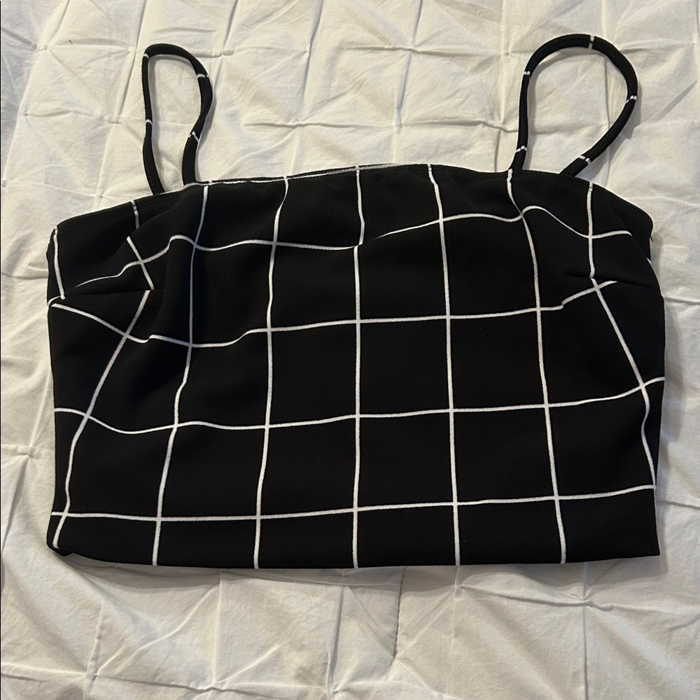 Black and White Grid Pattern Women's Top